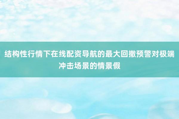 结构性行情下在线配资导航的最大回撤预警对极端冲击场景的情景假