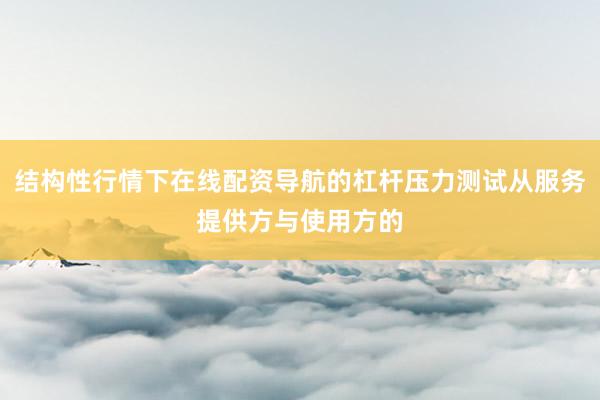 结构性行情下在线配资导航的杠杆压力测试从服务提供方与使用方的