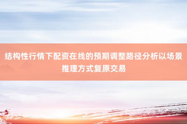 结构性行情下配资在线的预期调整路径分析以场景推理方式复原交易