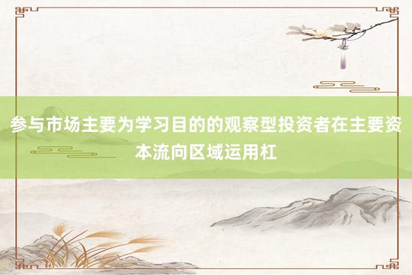 参与市场主要为学习目的的观察型投资者在主要资本流向区域运用杠
