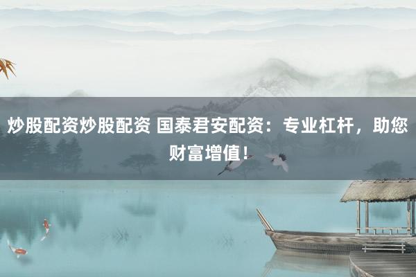 炒股配资炒股配资 国泰君安配资：专业杠杆，助您财富增值！