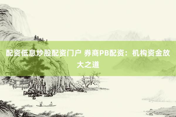 配资低息炒股配资门户 券商PB配资：机构资金放大之道