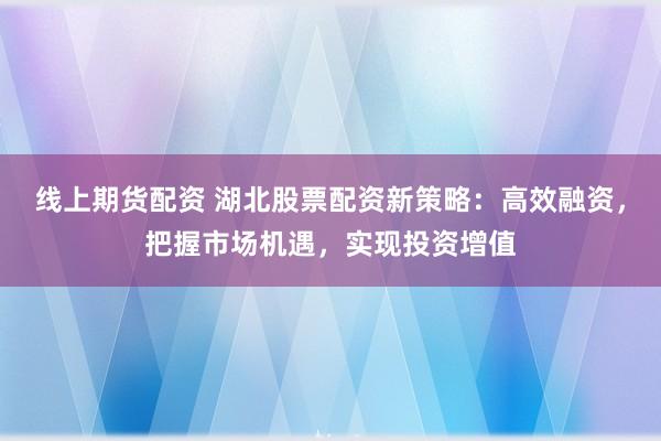 线上期货配资 湖北股票配资新策略：高效融资，把握市场机遇，实现投资增值