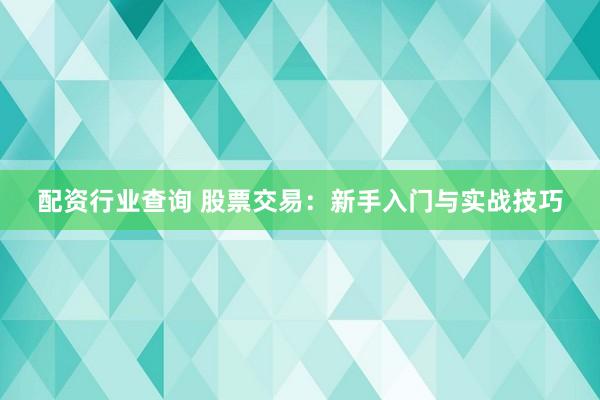 配资行业查询 股票交易：新手入门与实战技巧